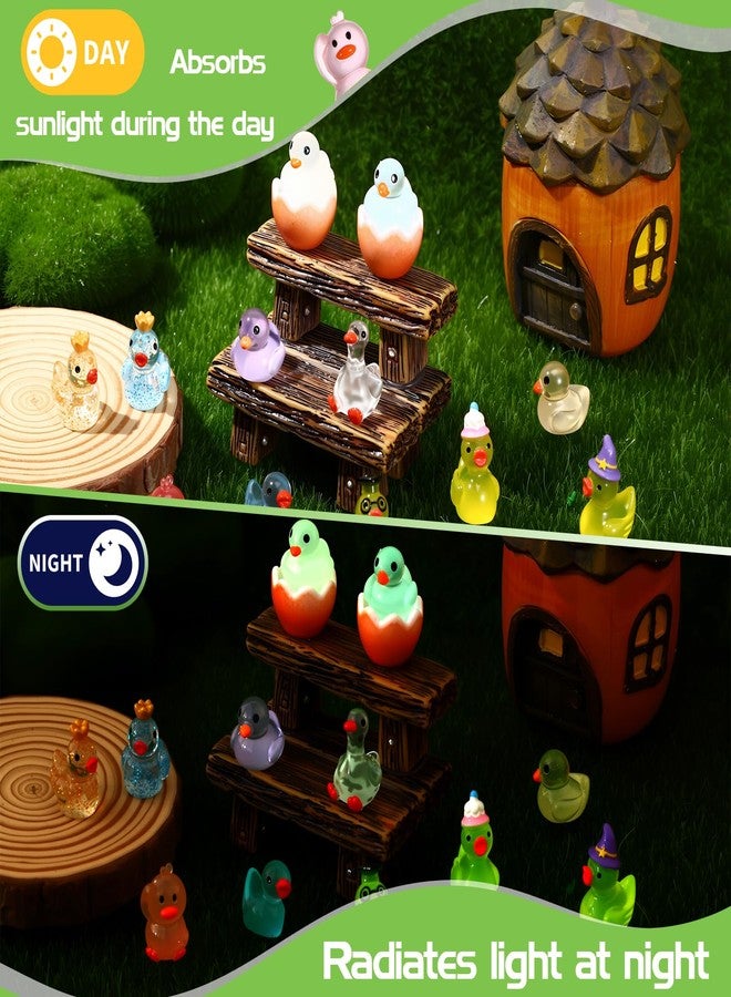 GGSTDDUP 109PCS Luminous Mini Resin Ducks, 10 Series Tiny Duck Bulk Glow in The Dark, Cute Tiny Ducks Resin Miniatures for Fairy Garden, Dollhouse, Aquarium, Potted, Cake Topper, Miniature Landscape - Image 3